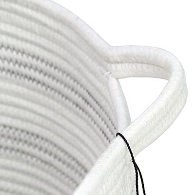 Vintiquewise Decorative Round Small Wicker Woven Rope Storage Blanket Basket  with Braided Handles QI003835.S - The Home Depot