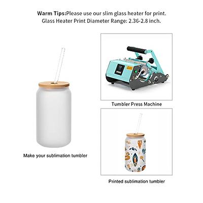 Clear or Frosted BLANK 16 Oz Soda Can Shaped Drinking Glass Coated for  Sublimation With Bamboo Lid and Plastic Straw 