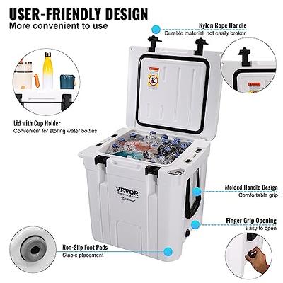 VEVOR Insulated Portable Cooler, 25 qt. Holds 25 Cans, Ice Retention Hard Cooler with Heavy Duty Handle, Ice Chest Lunch Box, White