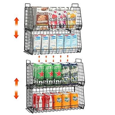 4 Pack Extra Large Stackable Wire Baskets, Pantry Organization and  Storage,Wire Baskets for Organizing,Countertop Snack Chips Can  Organizer,Household