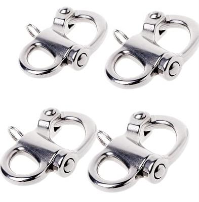 2/4 Pcs Marine 316 Stainless Steel Fixed Eye Snap Shackle, Quick