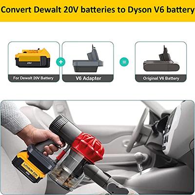 V6 Battery Adapter for Dyson, Convert for DeWalt 18V 20V Lithium Battery to  for Dyson V6 SV04 SV03 DC59 DC58 DC62 SV09 SV05 Animal Absolute Motorhead