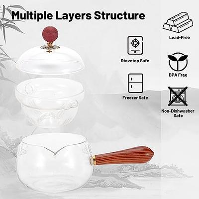 RORA Lazy Kungfu Glass Tea Set Semi Automatic Drip Rotating with Infuser  Glass Teapot Set (6 cups)