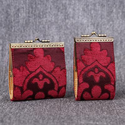 Vintage Handsewn Carpet Coin Purse Victorian Style Double Kiss