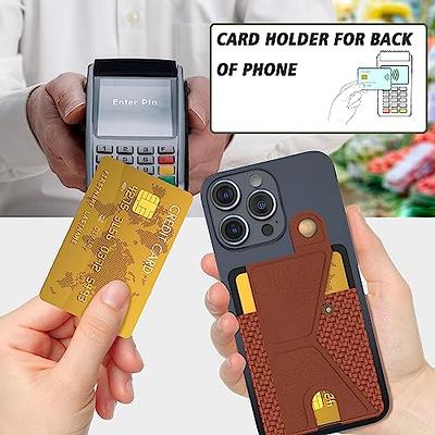 Phone Card Holder, Leather Phone Wallet Stick On, Card Holder for Back of Phone Credit Card Holder for Phone Case Compatible with Most of Cell Phone