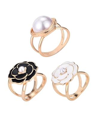 Best Deal for BIERDAN Womens Elegant Pearl Floral Scarf Ring Clip