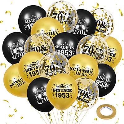 70Th Birthday Decorations Men Women - Black Gold Happy 70 Birthday