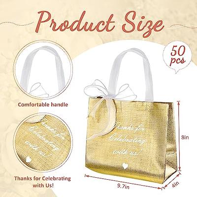 Wrapables Glossy Non-Woven Reusable Gift Bags with Handles for Weddings, Bridal Showers, Parties (Set of 8) Gold