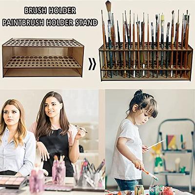  Paintbrush Holder Stand, Watercolor Brush Holder, Wooden Artist  Paint Brush Holder, 67 Holes Brush Rack, Wooden Paintbrush Holder For Pens  Paint Brushes Watercolor Makeup Brushes