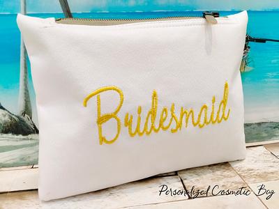 Embroidered Bridesmaid Cosmetic Bag