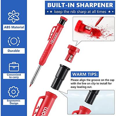 Hiboom Spring Nail Tool Solid Carpenter Pencil Set, 2 Pcs Mechanical Construction Pencil with 12 Refills and Hammerless Nail Remover H