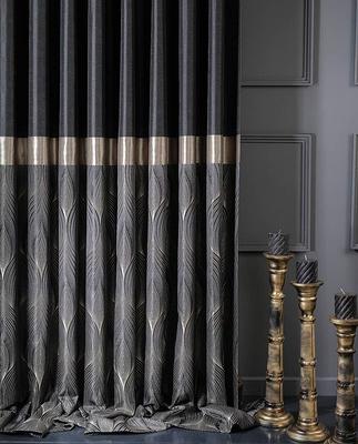 Gold Curtains Panel Striped Patterned Fabric Luxury Bedroom 