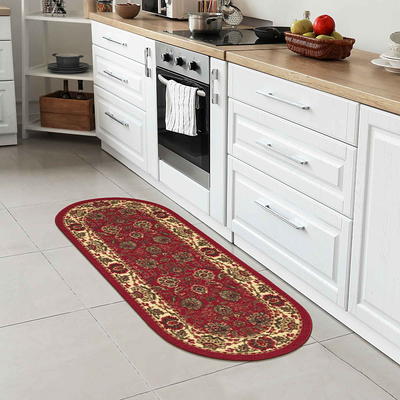 Sweet Home Stores Non-Slip Rubberback Modern Solid 2x5 Indoor Runner Rug, 20 inch x 59 inch, Red