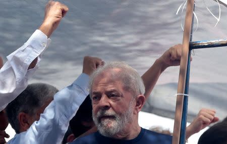 Ex-presidente Lula no sindicato dos metarlúgicos antes de sua prisão, São Bernardo do Campo, Brasil