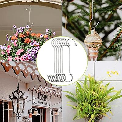 6 Inch Large S Hooks for Hanging Plants, Non Slip Vinyl Coated S Hooks  Heavy Duty, Metal Black Closet Hanger Hooks for Hanging Plant Jeans Pot Pan