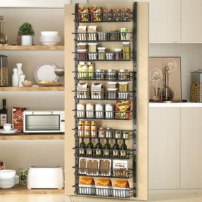 TIMEBAL 8 Tier Over the Door Pantry Organizer and Storage Rack with 8 Full  Baskets, Metal Hanging & Wall Mounted Kitchen Storage Spice Rack, Bathroom  Over Door Organizer-Black