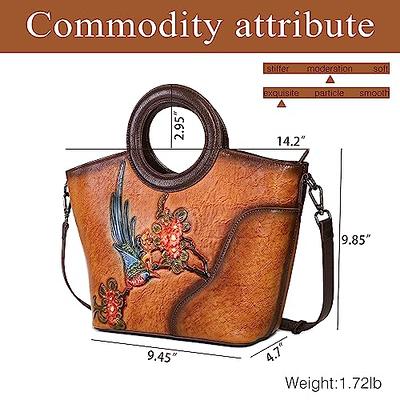 Genuine Leather Satchel for Women Top Handle Bags Handmade Purse Vintage Embossed Leather Crossbody Handbags Hobo Bag
