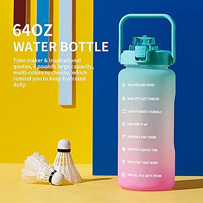 Half Gallon Water Bottle with Time Marker & Straw BPA Free Large 64oz  Motivational Tracker Sport Water Bottle Plastic Leakproof Frosted Gym Water  Jug to Keep Women Men Drink Enough Water Daily 