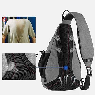 Hanke Sling Bag Men Backpack Unisex One Shoulder Bag Hiking Travel Backpack Crossbody with USB Port Versatile Casual Daypack