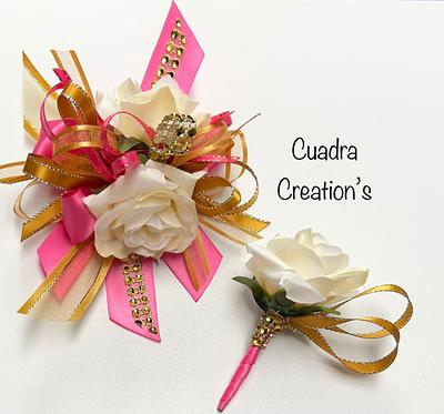 CASDRE Bride Wedding Wrist Corsage Bridal Hand Flower with Ribbon Corsage  Wristlet Wedding Accessories for Women and Girls (Pink)