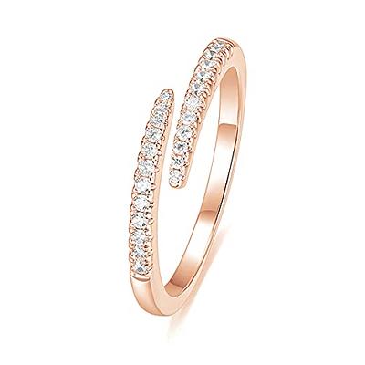EAMTI 2mm Rose Gold Wedding Bands for Women Open Stackable CZ Cubic Zirconia  Engagement Rings Dainty Eternity Band Rings Size 7 - Yahoo Shopping