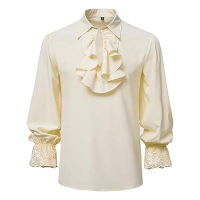 : Bbalizko Mens Pirate Viking Shirt Colonial Ruffle