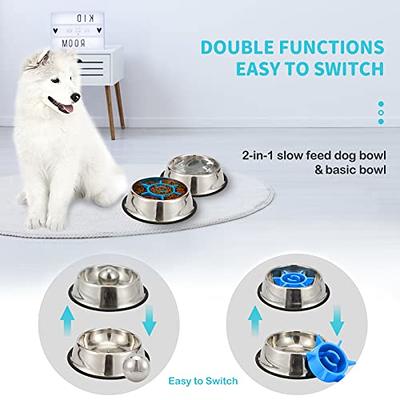 Dual S Feeder - Food And Water Maze Interactive Bowl For Pets - Ideal For  Small To Medium Dogs, Puppies, Cats - Removable Stainless Steel Bowl - No