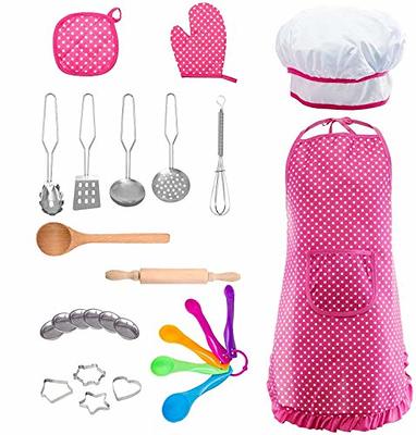 Toyze Gifts for 3-8 Year Old Girls, Kids Apron for Girls Kids Cooking Set,  Toddler Apron for Kids Chef Hat and Apron, Toys for 3-12 Year Old Girls