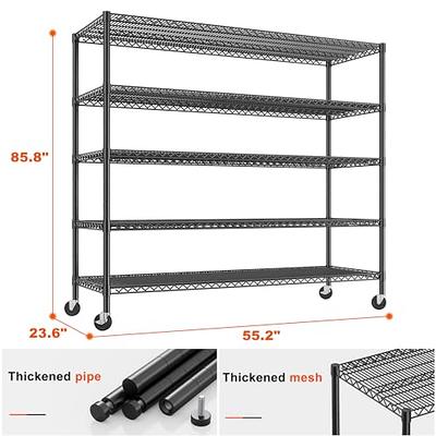 Muichi Folding Shelf 5-Tier, Foldable Shelves with Wheels, Heavy Duty  Shelving Unit, Sturdy Metal Shelf Storage Organizer Rack for Kitchen,  Garage