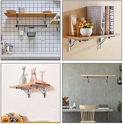 Folding Shelf Brackets - Heavy Duty Stainless Steel Collapsible