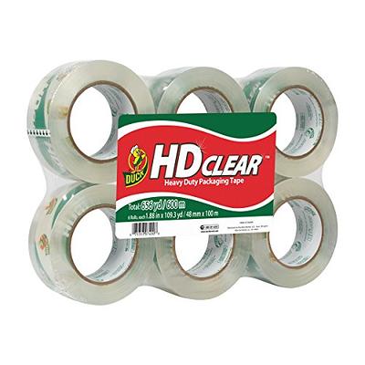 Duck HD Clear Heavy Duty Packing Tape, Extra Long 1.88” x 109 yards per  Roll, 3 Core, 6 Rolls (299016)