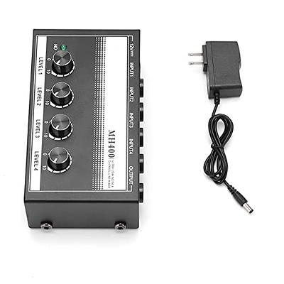 LZSIG Mini Audio Mixer,Stereo Line Mixer for Sub-Mixing,Ultra  Low-Noise,4-Channel,Microphone Independent Control, 1/4 & 1/8 TRS Output  and Input