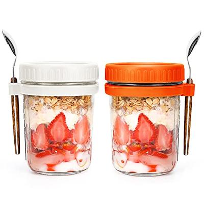 16oz Mason Jars for Overnight Oats Oatmeal Container - 2 Pack with