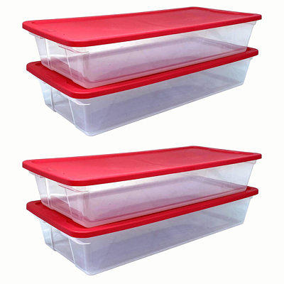 Homz 15.5 Qt Plastic Stackable Storage Containers with Lids, Clear (4 Pack)  