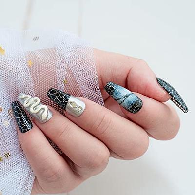 Sun&Beam Nails Handmade Press On Nail Coffin Ballerina 3D Snake Black  Acrylic Fake Tip Design Art Charms Cute with Storage Box 10 Pcs (007 XS) -  Yahoo Shopping