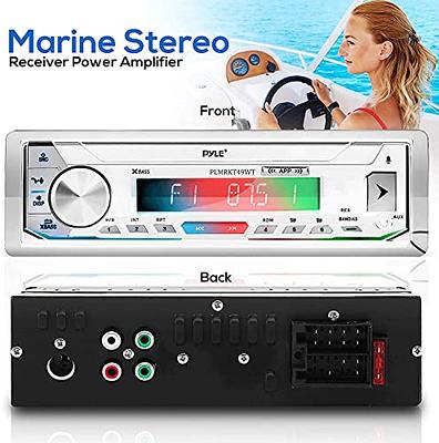 Pyle Marine Bluetooth Stereo Radio - 12v Single DIN Style Boat In dash  Radio Receiver System with Built-in Mic, Digital LCD, RCA, MP3, USB, SD, AM  FM