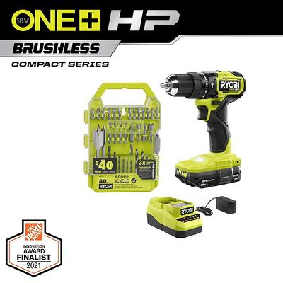 RYOBI ONE+ HP 18V Brushless Cordless Compact 1/2 in. Drill/Driver Kit with  (2) 1.5 Ah Batteries, Charger and Bag