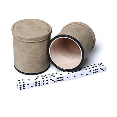 Leather Dice Cup Set Felt Lining Quiet Shaker Dot Dices for Yahtzee Games 