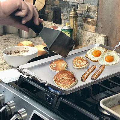 VEVOR Stainless Steel Griddle, 23.5x16 Pre-Seasoned Stove Top Griddle,  Rectangular Double Burner Griddle Pan, Non-Stick Family Pan Cookware with