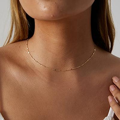 Sewyer 14K Gold Plated Choker Necklace for Women Dainty Coin Chain