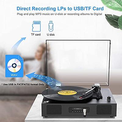 Record Player, FYDEE Bluetooth Turntable with 2 Built-in Stereo Speakers,  3-Speed 33/45/78 RPM LP Vinyl Player, Vintage Vinyl Turntable Player