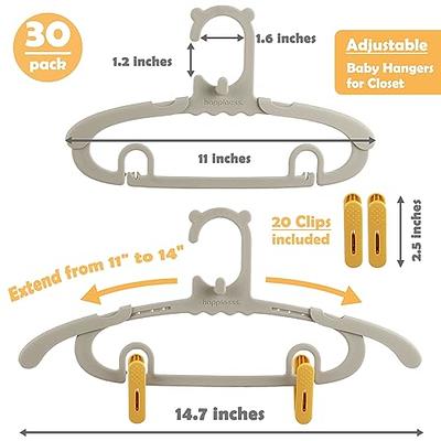 30 Pack Kids Hangers,Childrens Durable Plastic Infant Hangers for Kids  Clothes,Non-Slip Baby Clothes Hangers,Extensible Toddler Hangers for  Laundry