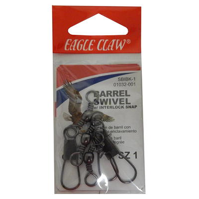 Eagle Claw Black Barrel Swivels With Interlock Snaps Size 1 Pack