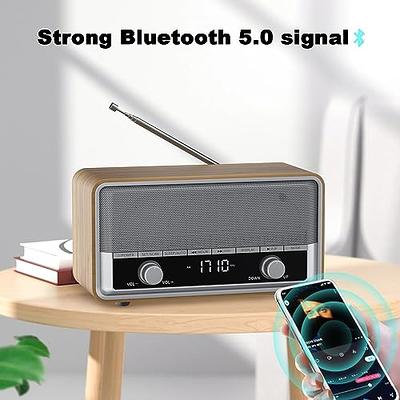 Retro Radio With Bluetooth 5.0, Fm Am Sw, Portable Nostalgic Compact  System, Wood Radio, Aux-in, Supports Usb/tf, Rechargeable Vintage Kitchen  Radio