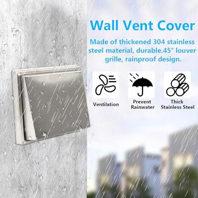 XITAO 6'' Dryer Vent Cover Outdoor with Metal Mesh Screen, Square Stainless  Steel Air Vent External Exterior Wall Outlet Includes 4 Screw for Easy  Installation - Yahoo Shopping