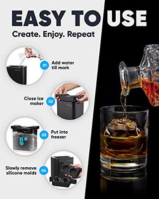 True Cubes Clear Ice Maker, Clear Ice Cube Mold - 4 Ice Cube Tray for  Whiskey, Cocktails and Drinks - BPA-free Silicone Crystal Clear Ice Cube  Tray for Freezer 