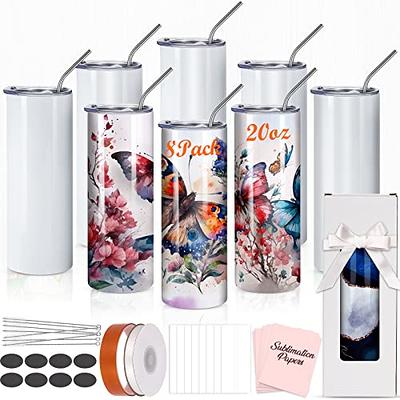 20oz Sublimation Tumbler,Skinny Water Bottle Thermal Set Stainless Steel  Insulated Slim Travel Tumbler Cup With Straw Closed Lid