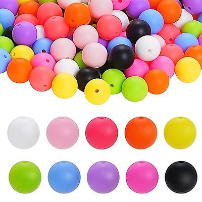 jiebor 100PCS 15mm Silicone Beads Focal Beads Rubber Round Loose