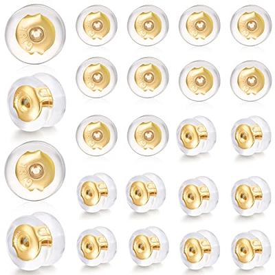 14K Solid Gold Earring Backs Silicone Rubber Plastic Ear Piercing Earing  Backings Replacement for Stud Drop Fishook Hypoallergenic Stopper 