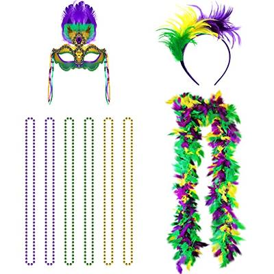 9 Pcs Mardi Gras Costume Accessories Set Includes Mardi Gras Beads